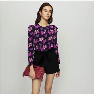 Lavande Gathered Floral-Print Crepe Top